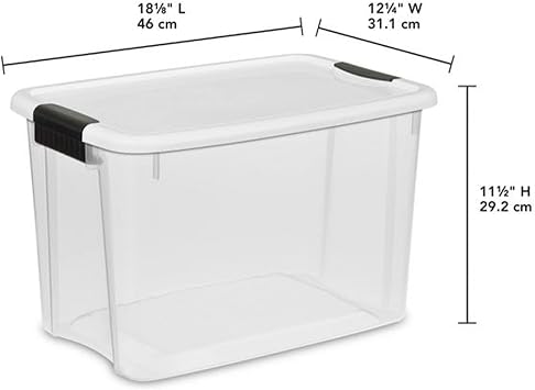 Sterilite Ultra Latch Box, 30 Quart, 6Pack Bundled with 18 Quart, 6 Pack | Heavy-Duty and Stackable Plastic Containers with Latches for Closet, Cabinet, Bedroom, Bathroom and Dorm Room Organization