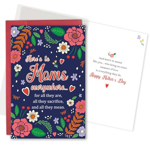 Qiavor Heartfelt Mother's Day Card for Mom Wife Sister, Happy Mothers Day Card for Family Friends Coworkers, Mother's Day Gift to Moms Everywhere