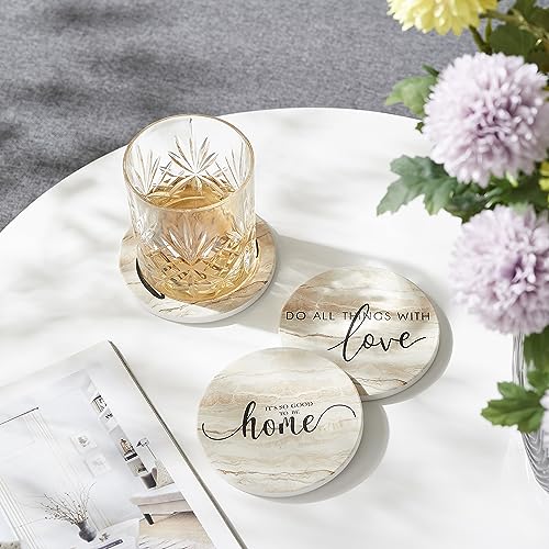 Coasters-for-Drinks-Set-of-6-Absorbent-Drink-Coasters-with-Holder-Rustic-Ceramic-Drink-Coasters-with-Cork-Backing-for-Table-Protection-Housewarming-Gifts-Farmhouse-Decor Coasters for Drinks Set of 6 Absorbent Drink Coasters with Holder Rustic Ceramic Drink Coasters with Cork Backing for Table Protection Housewarming Gifts Farmhouse Decor