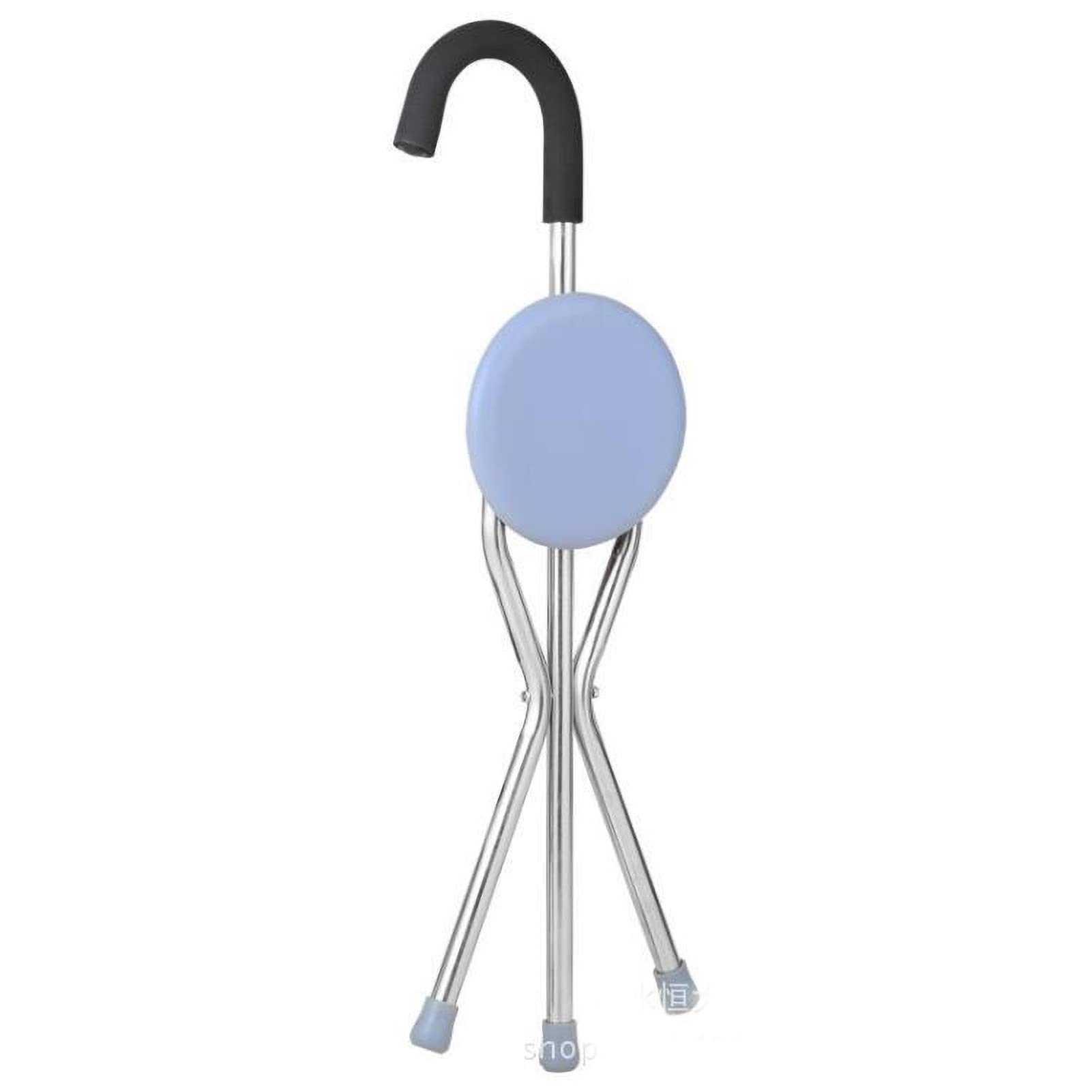 Bastones para Mayores, Baston Silla Plegable con Agarre Cómod, Acero Inoxidable Engrosados 3 Patas, Conteras Antideslizantes, Azul
