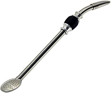 Black - RECHERE Stainless Steel Yerba Mate Tea Bombilla Gourd Drinking Straw Filter Silver Black