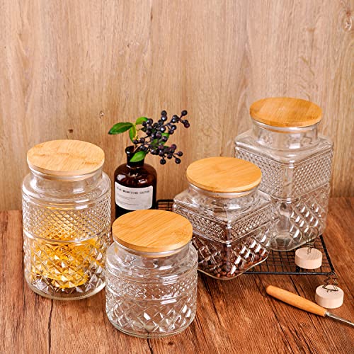 Whjy Glass Storage Container With Lid, Airtight Glass Jars, Farmhouse Tea Canister, Dog Treat Jar For Pet, Glass Candy Cookies Coffee Canister Jar Bath Salt Container - Round 47 Oz #TOP6