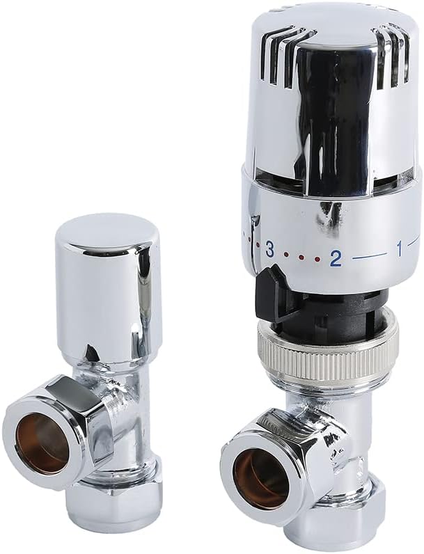 Milano Modern Pair of Chrome Angled Thermostatic Radiator Valves