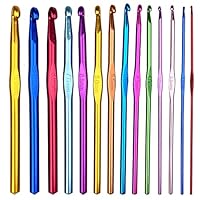 Gvolatee 14 stück Häkelnadel Set, Crochet Hooks Stricknadeln aus bunt Aluminium 14 Größen 2mm-10mm Stricken Werkzeuge Zubehör zum Garnstricken, Häkelnadeln Ergonomisch für Stricken Handwerk
