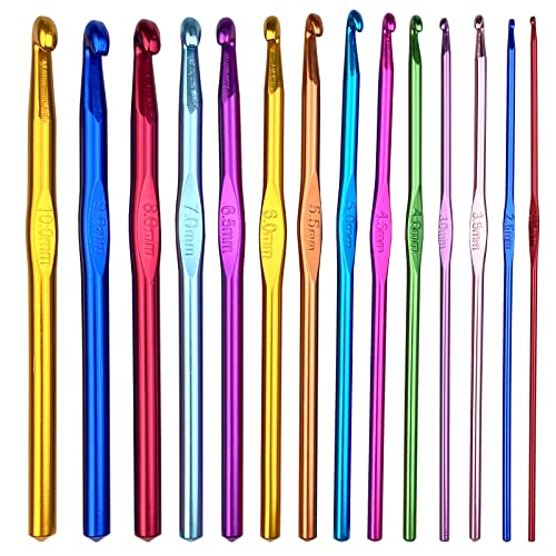 Kit De Crochet Débutant - 14 Crochets De 2 à 10 Mm + Accessoires - Poignée Ergonomique En Caoutchouc - Idéal Pour Couvertures, Chapeaux, Sacs - Cadeau Créatif