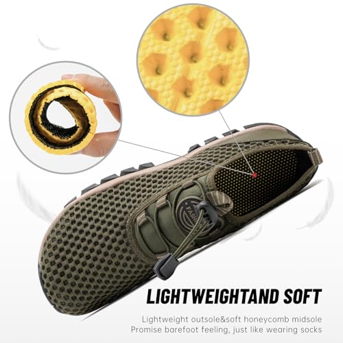 Water Shoes Men Outdoor Hiking Quick Drying Beach Aqua Shoes Men's Amphibious Water Shoes Summer Non-Slip Quick Drying Water Sandals River Shoes（green-13） by DXINZHI - Used condition - Image 4