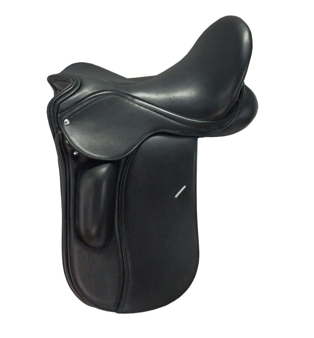 Sillín de cuero para doma inglesa de caballo de alta calidad, asiento de árbol sólido, tamaño de 12 a 19 pulgadas, color negro ST-014
