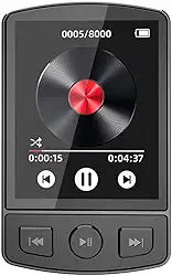 Leitor de música MP3, 64 GB de armazenamento, tela de 4.5 cm, compatível com Bluetooth, rádio FM, design de clipe traseiro
