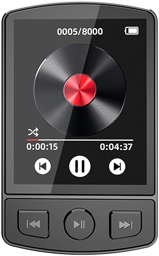 Leitor de música MP3, 64 GB de armazenamento, tela de 4.5 cm, compatível com Bluetooth, rádio FM, design de clipe traseiro