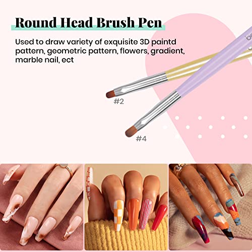 Beetles Gel Nail Brush, 7Pcs Poly Extension Gel Brush, Nail Art Tips Builder Brush Nail Painting Brush Pen Set For Home And Salon Use #TOP2