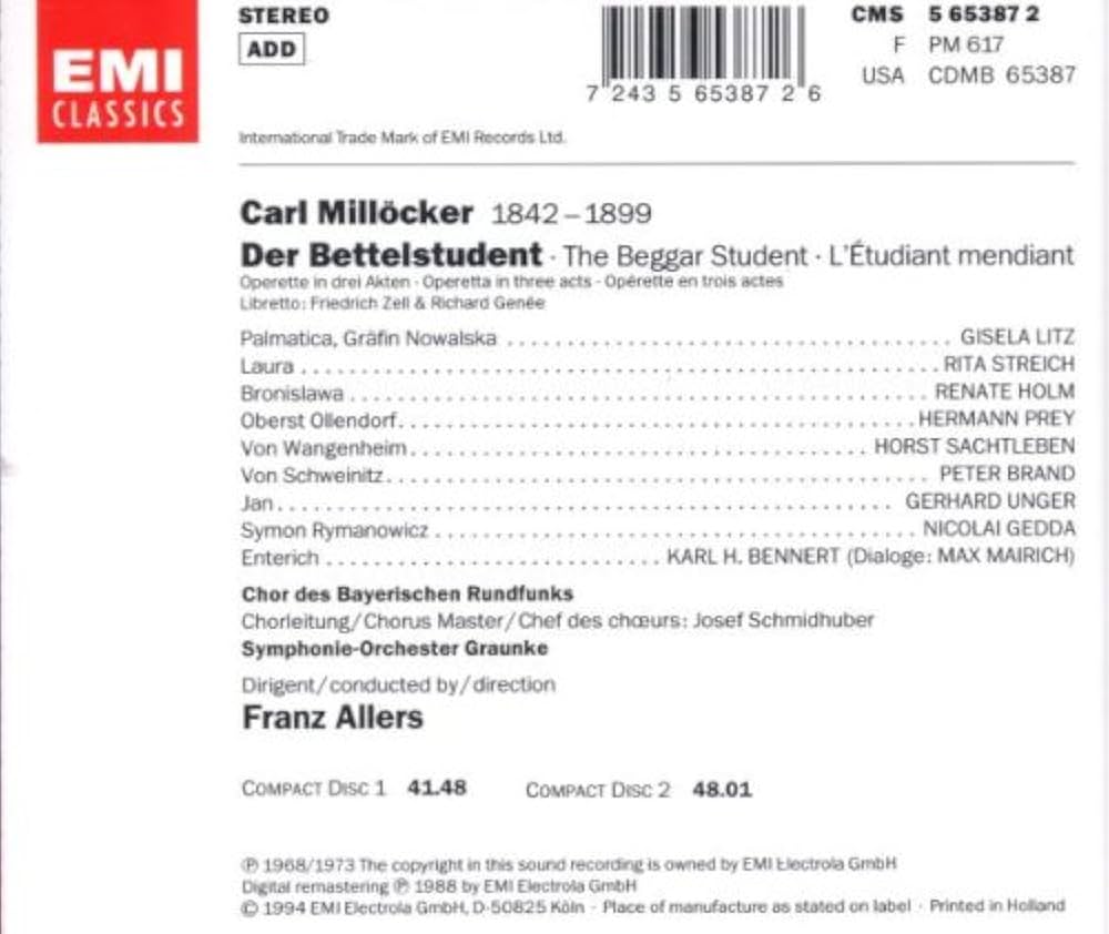 その他 Millocker: Der Bettelstudent/T [CD] Amazon.co.jp: Der Bettelstudent: ミュージック