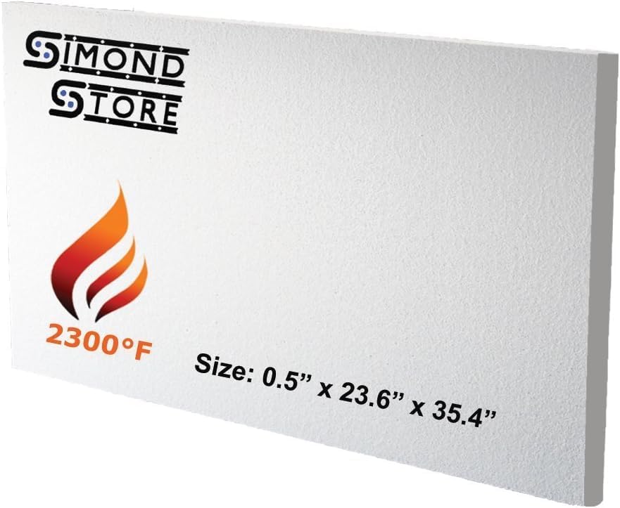 SIMOND STORE Aislamiento de tablero de fibra de cerámica, clasificación 2300F, 12 x 23.6 x 35.4 pulgadas, paquete de 1 tablero de aislamiento