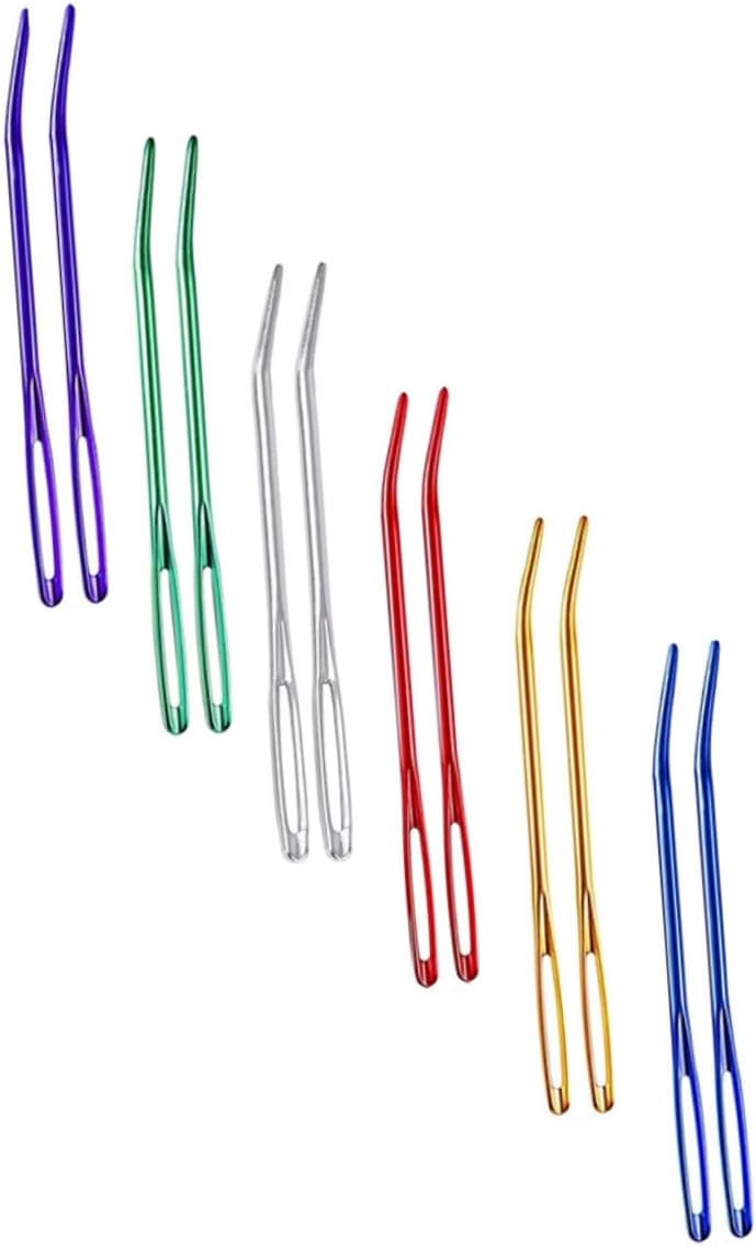 SEWCHICS 12pcs Wear-Resistant Yarn and Tapestry Needles for Hand Sewing, Mixed Color Safety Darning Needles, Compact Portable Sewing Tools for Knitting and Crafting Random Color