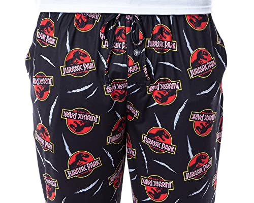 INTIMO Jurassic Park Mens' Dinosaur Film Logo Scratches Sleep Pajama Pants3
