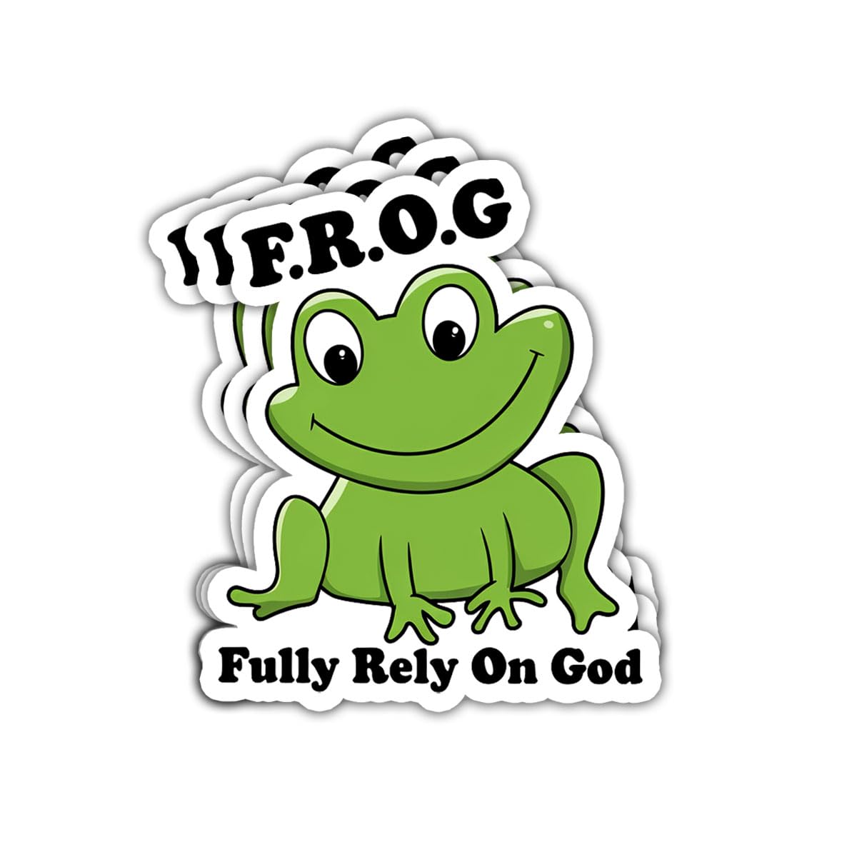 3Pcs Fully Rely On God Frog Sticker Funny Christian Fully Rely On God Stickers cute frogs stickers gift frog lover animal gifts Religious Bible Decal