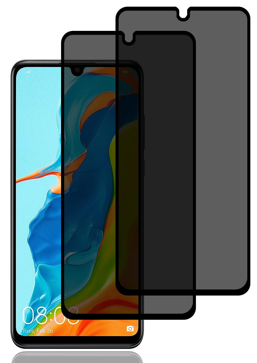 Coiwxmoi Protector Pantalla Privacidad Para Huawei P30 Lite/Nova 4e Cristal Vidrio Templado Antiespia 9H Dureza Anti-Arañazos Antihuellas Anti Espía Protectora Película Sin Burbujas Privacy,2 Piezas