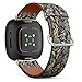 CJBROES Replacement Leather Watch Band, Compatible with Fitbit Versa 3 and Fitbit Sense of Wristband Bracelet Accessory - Colorful Paisley Flowers