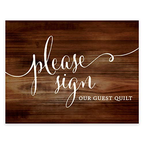 Andaz Press Wedding Party Signs, Rustic Wood Print, 8.5x11-inch, Please Sign our Guest Quilt Sign, 1-Pack, Alternate Guest Book Party Signage, Unframed