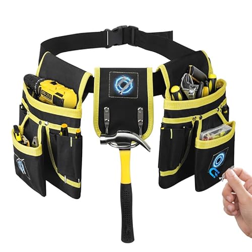 Magnetic Tool Belts for Men, 26-Pockets Oxford Fabric Tool Belt Pouch with Hardware Tool Organization for Repair Maintenance, Electrician, Carpenter, Construction, Work Apron, Utility Work Tool Belt