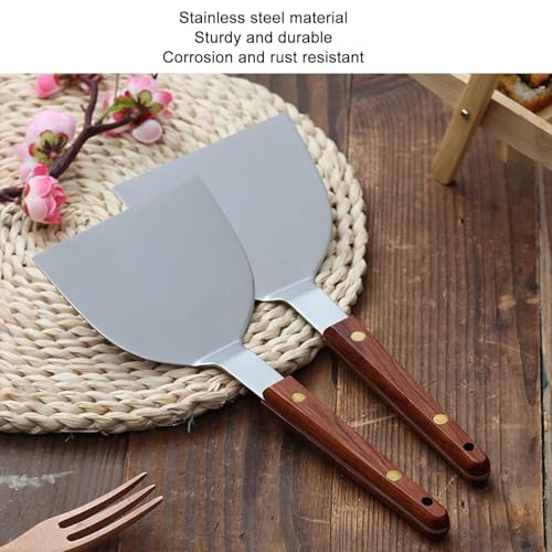 Breiter Spatel, Edelstahl, Pfannkuchenschaufel, Grillschaber Mit Holzgriff, Grillschaber, Breite Klinge, Burgerspatel, Wender, Schaber(120mm)