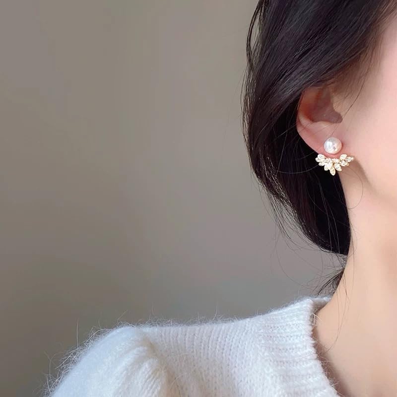 Wing Pearl Earrings for Women 14k Gold Plated Earrings Rhinestone Dangle Earrings Hypoallergenic Lightweight Boho Earrings Beach Summer Festvial Party Jewelry - Image 3