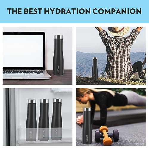 Image of Borosil 1000 ml Hydra 3pc Set of Swan Stainless Steel Water Bottle | ISI Certified, Made in India Bottle | Single Wall, Leakproof, BPA Free| Bottle for Office, School, College & Gym | 1 Year Warranty