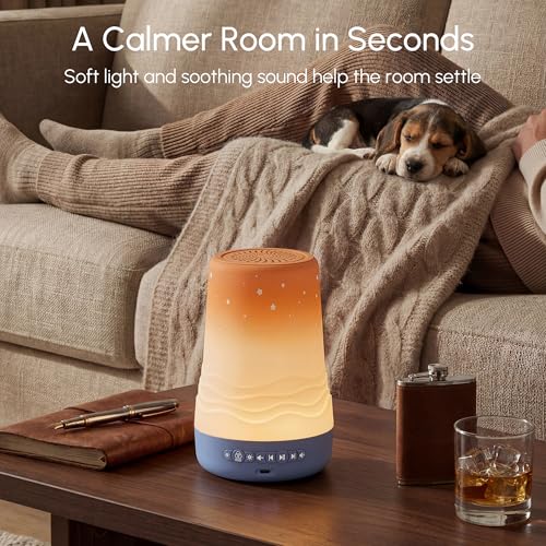 Image of Mewaii White Noise Sound Machine Baby & Adult, 100 Soothing Sounds, AI Cry Detection, App Control, 360 RGB Night Light, Sleep Routine Builder, Alarm Clock for Home Nursery Travel Baby Essentials Gift