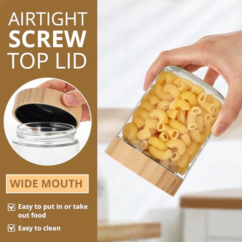 LIMILI Overnight Oats Jar, 4 Pack Glass Overnight Oats Containers with Wooden Lids, Wide Mouth Glass Jars Breakfast Pots for Cereal, Yogurt, Salad, Chia Pudding (500ml - 4pcs)