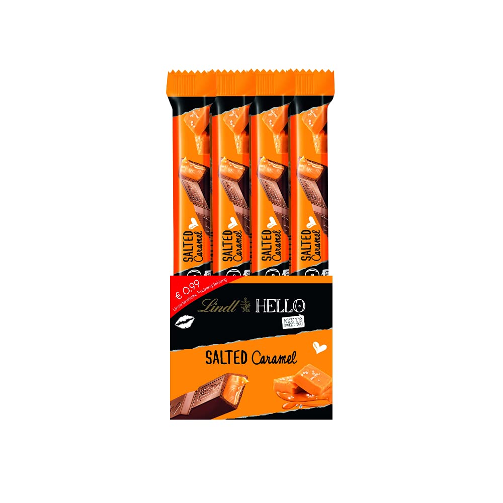 Lindt Schokolade HELLO Sticks Salted Caramel | 24 x 39 g Riegel | Vollmilch-Schokoladen Sticks mit zartflüssigem Karamel und einem Hauch von Salz | Großpackung | Schokoladengeschenk | Schokoriegel