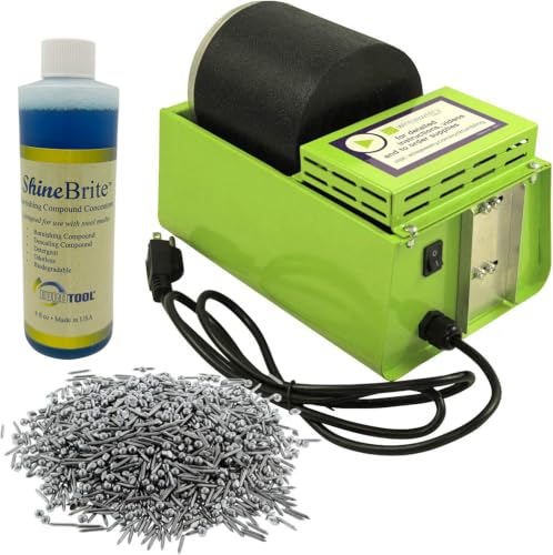WireJewelry Single Barrel Tumbler, Jewelry and Metal Polishing Kit, Includes 1 Pound of Jewelers Mix Shot and 8 Ounces of Shinebrite Burnishing Compound