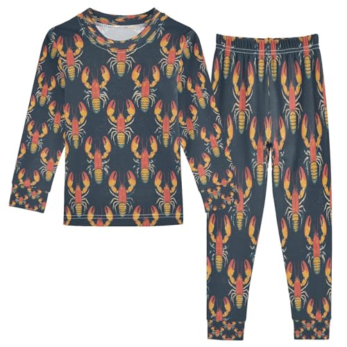 Pajama Sets Long Sleeve Abstract Lobster Cute Soft Comfy Sleepwear 2 Piece PJS 3-8T