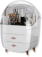 Organizador de Maquiagem Luxo com Gavetas e Tampa Acrílica | Design Moderno, Estrutura Premium em Acrílico e ABS | Amplo Espaço para Cosméticos, Skincare e Acessórios (Branco)