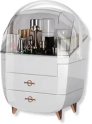 Organizador de Maquiagem Luxo com Gavetas e Tampa Acrílica | Design Moderno, Estrutura Premium em Acrílico e ABS | Amplo Espaço para Cosméticos, Skincare e Acessórios (Branco)