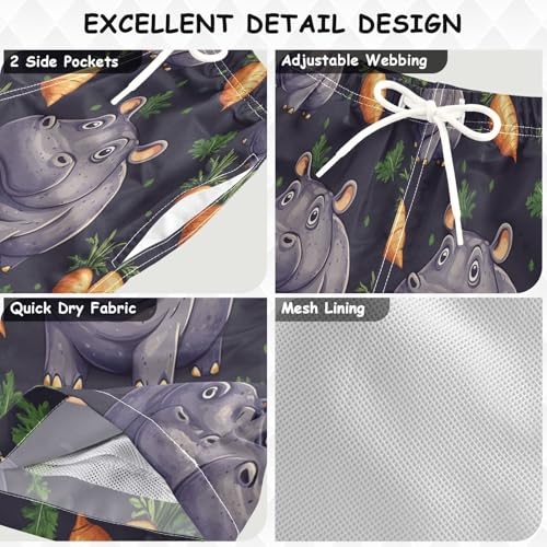 Boys Swim Trunks Size 8 Hippo Carrot Pattern Kids Swimsuits Boys Swimming Trunks,M4