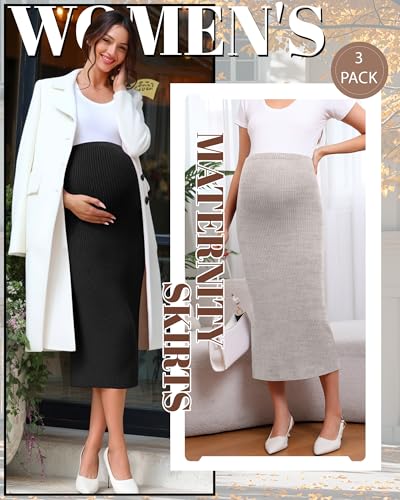 Jupe de maternité taille haute vêtement grossesse extensible lot de 3