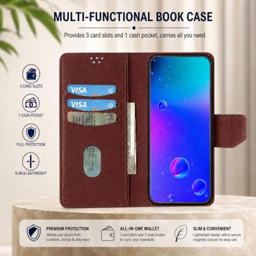 Image of SBMS Flip Cover for Oppo K13 5G Back Cover Case with Magnatic Closure | Inbuilt Stand | Card & Money Pocket (CoffeBrown)