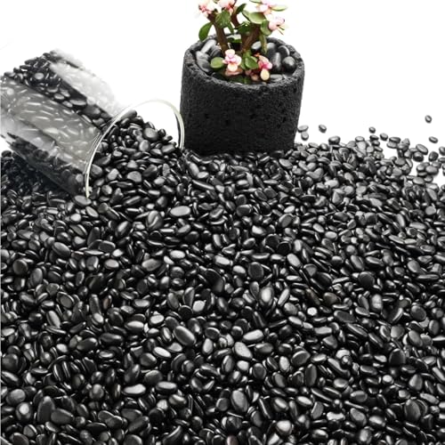 NUPICK 6lb River Rocks for Plants Indoor, 1/5 Inch Black Pebbles for Vases Fillers, Decorative Pea Gravel for Fish Tank, Natural Polished Stones for Succulent, Bonsai, Landscaping, Bird Baths