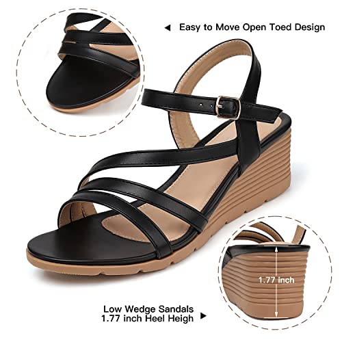 SHIBEVER Wedge Sandals for Women Dressy: Summer Low Wedges Womens Comfortable Open Toe Sandal4