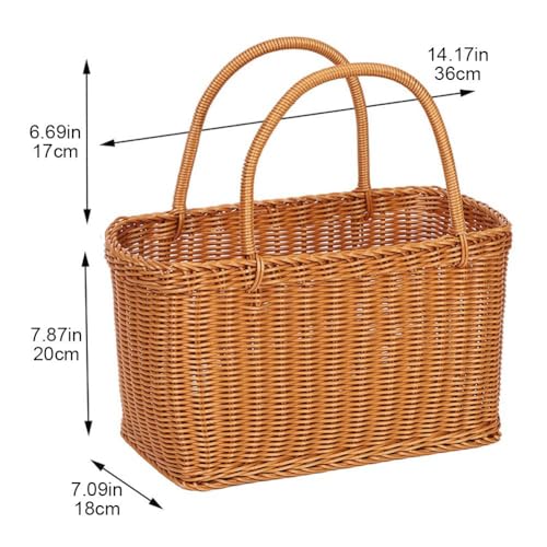 Cesta de mimbre para setas y frutas con asa resistente para cocina 8