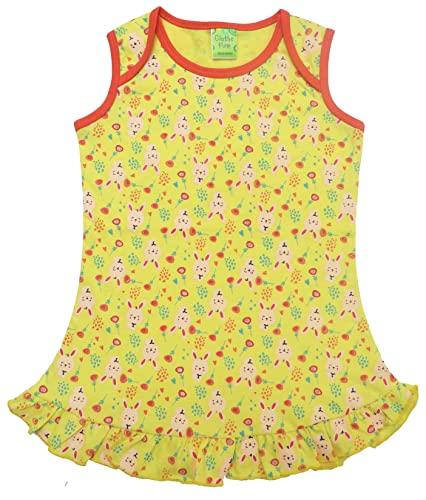 Image of Clothe Funn Baby-Girl's Cotton Pinafore Midi Dress (69IGFR03 Combo:-3, Yellow Candy Pink AOP (Pack of 2)