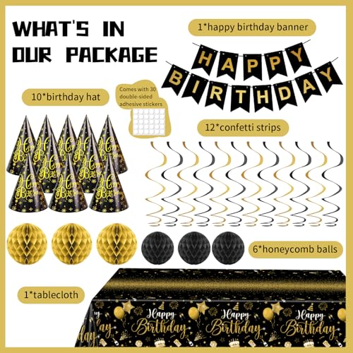 Save 50% on Black & Gold Birthday Decorations Set - Image 2