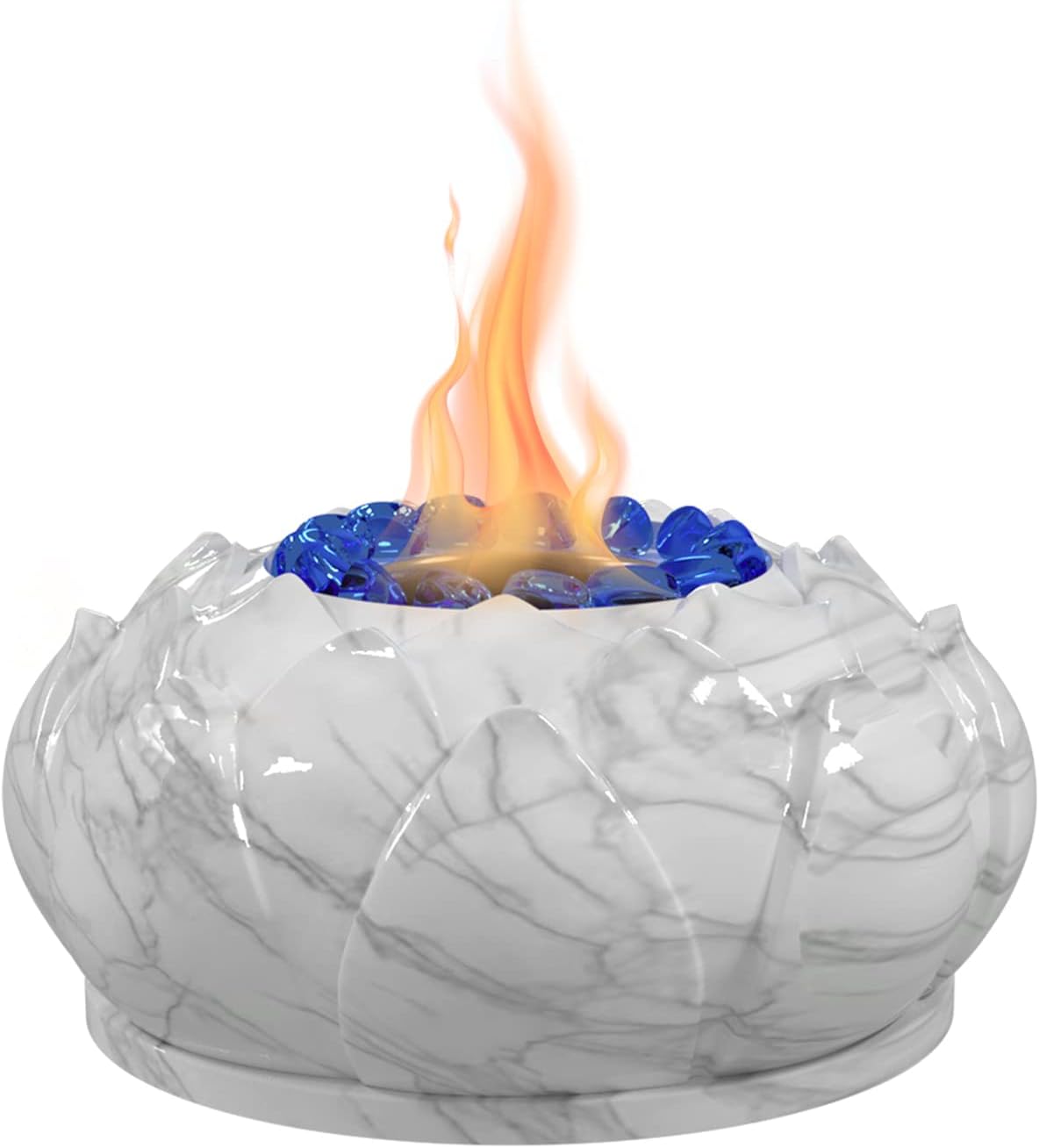 Personal Mini Fireplace Indoor Smores, Fire Pit with Clean Bruning and Portbale Fireplace with Real Flame ,White