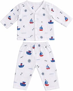 BabyTod Baby Nightsuit Boat Print (3–6 Months), Soft Muslin Cotton Sleepwear Set, Comfortable & Breathable Night Dress, Fu... Price In India