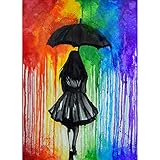 Diamond Painting le Fille Sous Parapluie, Broderie Diamant Kit Complet Diamond Painting Fille Peinture Diamant 5D Complet pour Adulte Enfant, Round Crystal Art Kit pour DIY Cadeau Décorer(30x40 cm)