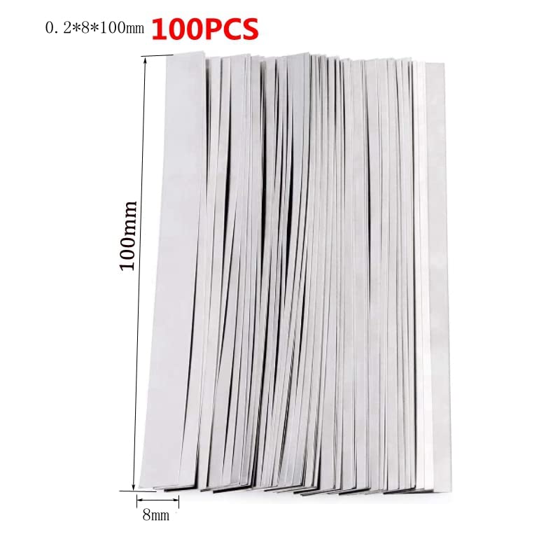 100Pcs Nickel Strip for 18650 21700 Lithium Battery, Battery Spot Welding Ni Plate Battery Connector Tab Battery Cell Spot Welding - 0.2mm*8mm*100mm