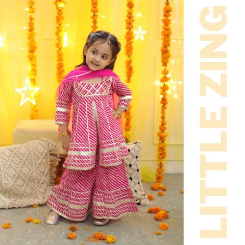 Image of Girls' Printed Kurta Sharara Set - Traditional Ethnic Wear For Festivals, Weddings & Special Occasions