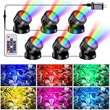 POPOSOAP RGB Underwater Pond Lights with Timer, 20 Colors Dimmable Submersible Led Fountain Lights with IP68 Waterproof, Support Remote Control for Outdoor Ponds Aquarium Garden Pool (6 Headlamps)