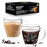 CREATIVELAND Glass Coffee Mug Set of 6 Large & Heavy & Thick Tempered Glass Cups 13.52oz|400ml for Hot & Cold Beverages, Crystal Clear with Handle for Cappuccino, Latte, Irish Coffee, Tea Cup Gifts