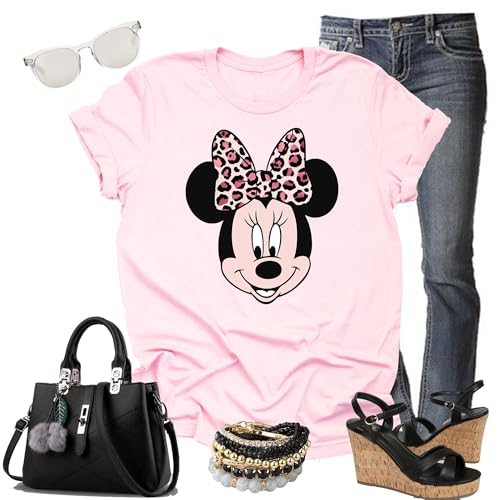 Leopard Minnie Print Bow Portrait, Animal Kingdom Shirt, Safari Shirt Casual Short Sleeve Shirt3