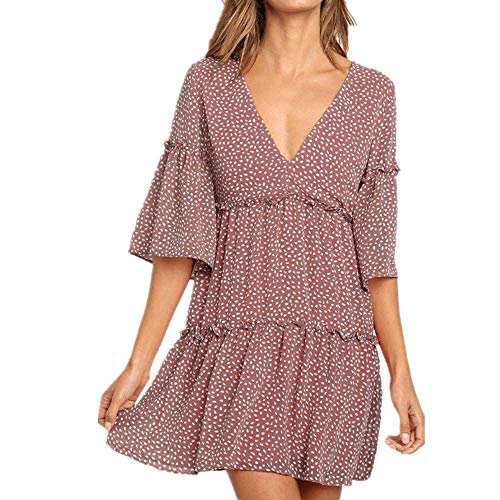 NOBRAND Sexy Temperament - Vestido de falda con volantes con cuello en V para mujer, comodidad y elegancia